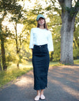 Black Panel Denim Skirt