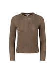 Wide ribbed knit top brown