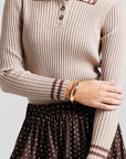 Striped Polo - Tan & Brown