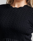 Cable Knit Pointelle - Black