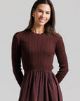 Cable Knit Pointelle - Maroon