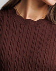 Cable Knit Pointelle - Maroon