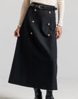 Wool Trench Skirt - Black
