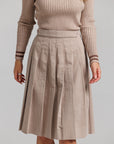 Corduroy Pleated Skirt - Tan