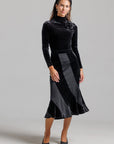 Rose Velvet Mock Neck - Black