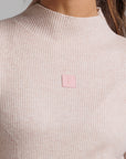 Leather Patch Turtlenck - Pale Pink