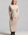 Knit Wrap Top Set - Tan