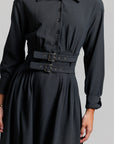 Double Buckle Wool Dress - Grey