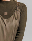 Pinstripe Buckle Slip Jumper - Olive