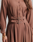 Double Buckle Wool Dress - Mauve