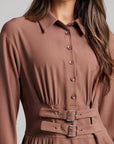 Double Buckle Wool Dress - Mauve