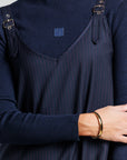 Leather Patch Turtlenck - Navy