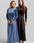 Velvet Pinstripe Dress - Blue