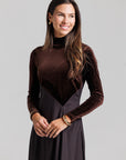 Velvet Pinstipe Dress - Cocoa Brown