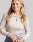 Striped Polo - Cream & Blue