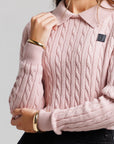 Leather Logo Sweater - Pink