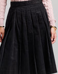 Corduroy Pleated Skirt - Black