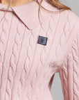 Leather Logo Sweater - Pink