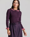 Ruffle Polo Sweater - Plum
