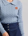 Leather Logo Sweater - Blue