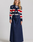 Striped Shrug Sweater - Navy & Red