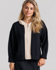 Hoodie Zip Up - Black & Cream