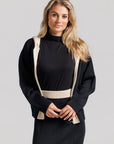 Hoodie Zip Up - Black & Cream