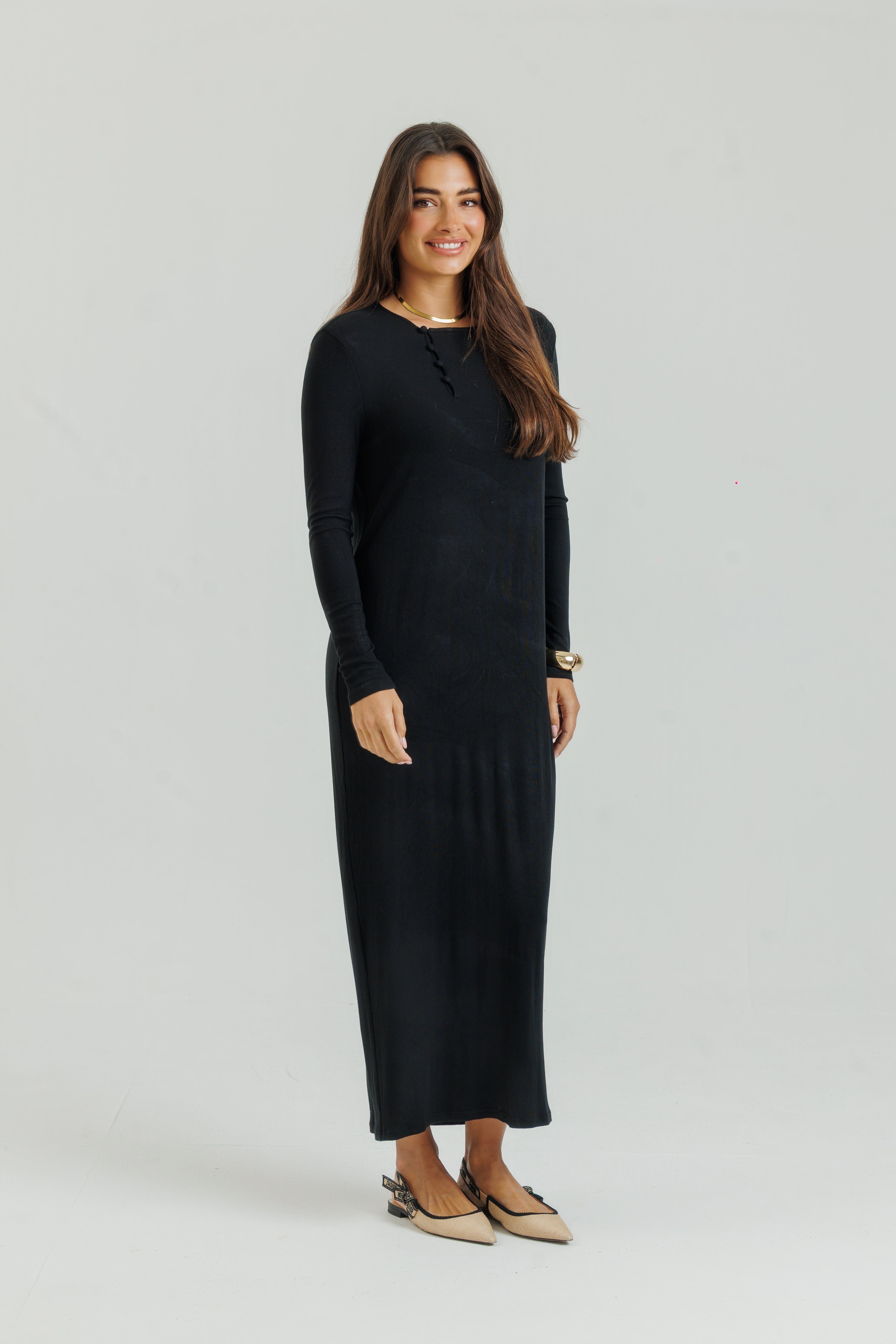 ribbed black maxi dress Threadbare Black Textured Jersey Seam Detail Maxi Dress US 4 Womens