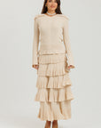 Thin Knit Ruffle Skirt Cream