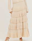 Thin Knit Ruffle Skirt Cream