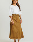 Chain Denim Skirt Brown