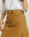 Chain Denim Skirt Brown