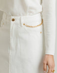 Chain Denim Skirt White