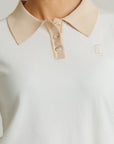 Two Tone Knit Polo Cream