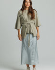Gingham Slip Skirt Sage Green