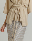 Gingham Slip Skirt Tan