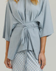 Gingham Slip Skirt Powder Blue