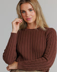 Cropped ribbed sweater brown