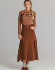 Everyday Stretch Denim Skirt brown