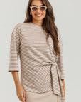 Striped Knot Tee Tan