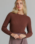 Cropped ribbed sweater brown
