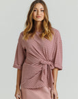 Striped Knot Tee Pink