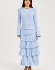 Thin Knit Ruffle Skirt Powder Blue