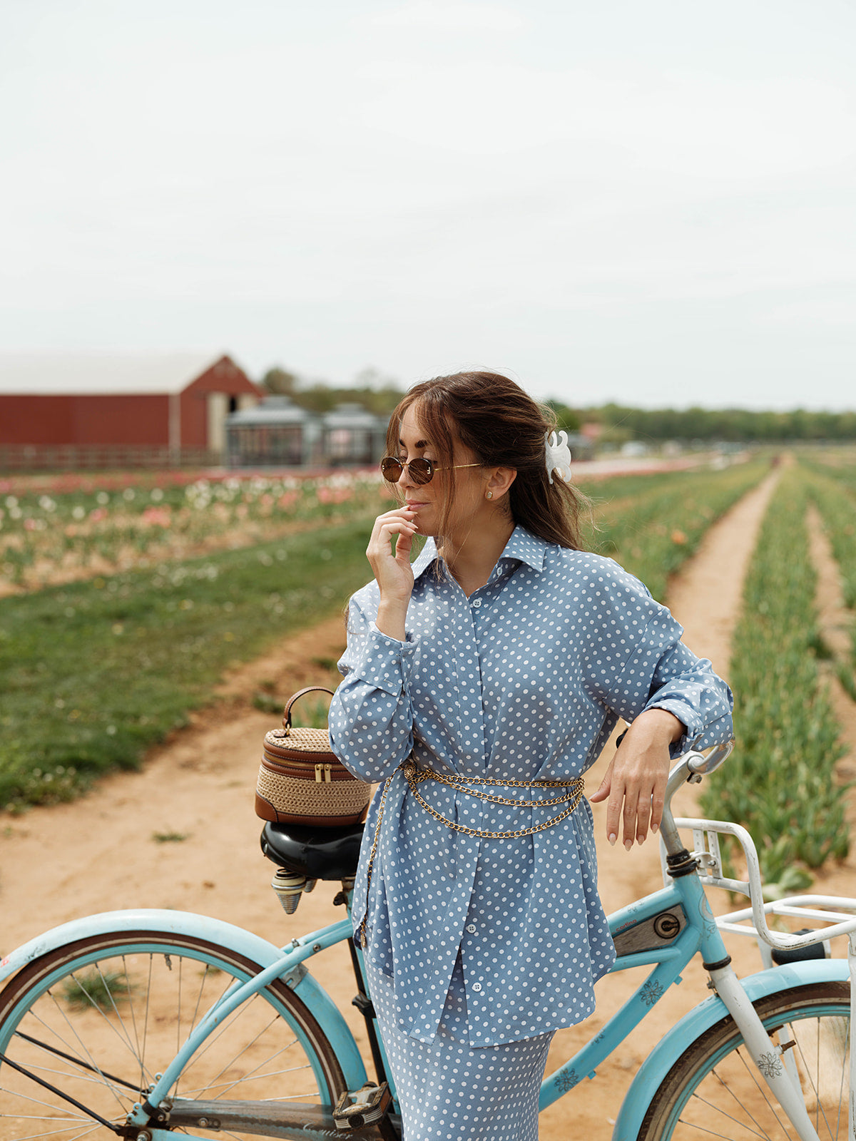 blue dotted dress shirt Micro Dobby Dress Shirt