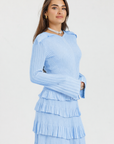 Thin Knit Ruffle Skirt Powder Blue