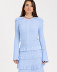 Thin Knit Ruffle Skirt Powder Blue