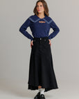 Everyday stretch denim skirt black