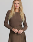 Wide ribbed knit top brown