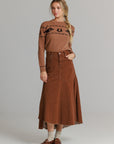 Everyday Stretch Denim Skirt brown