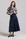 Belted Pleated Denim Skirt - Blue
